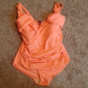Jessica London orange drape swimsuit